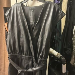 INC faux leather black jumpsuit.